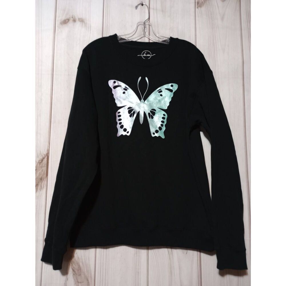 Hires Sweatshirt Ladies Medium‎ Black Butterfly